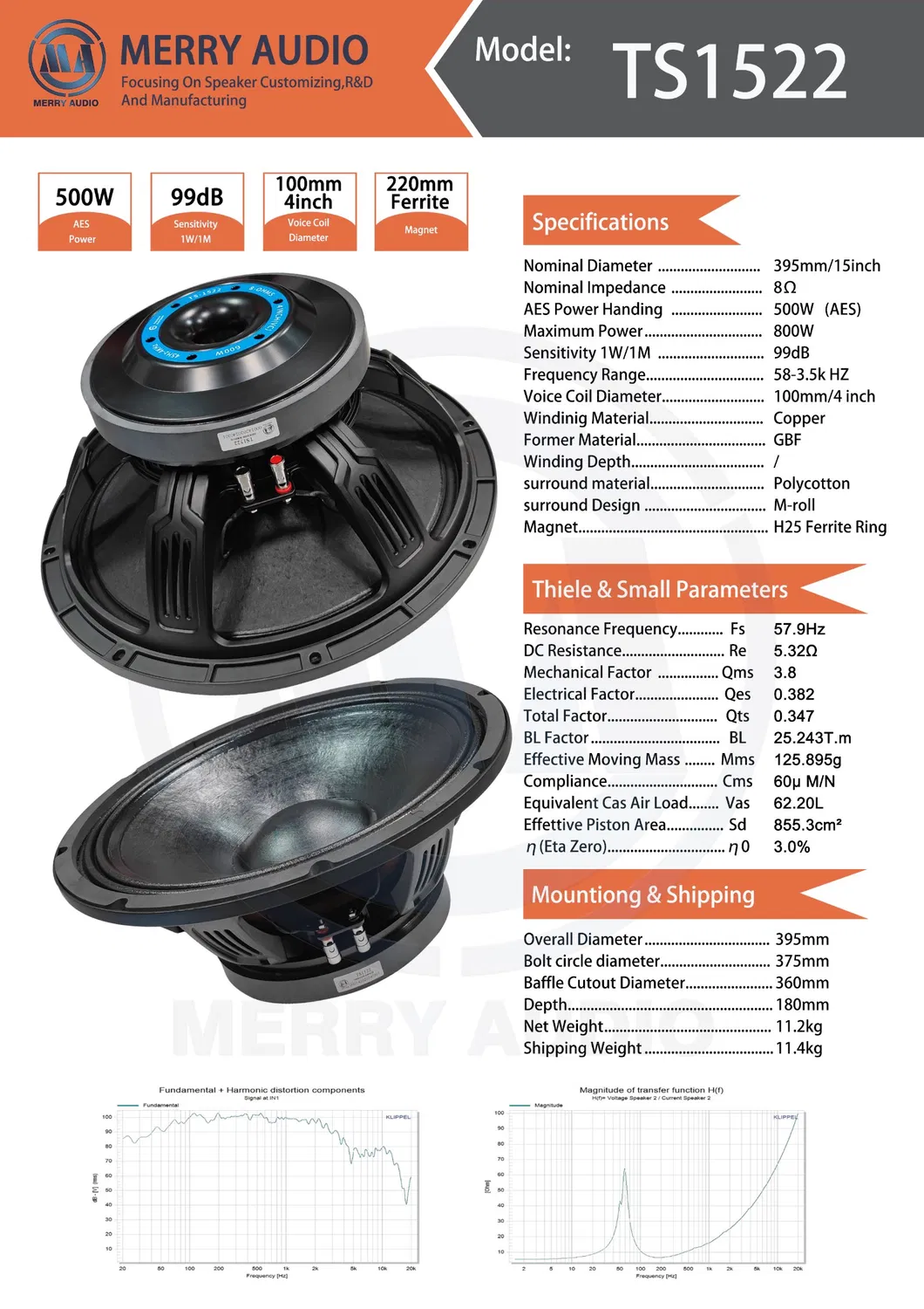 15 pouces PA Audio haut-parleur pilote haut-parleur professionnel PRO Audio Bass Woofer